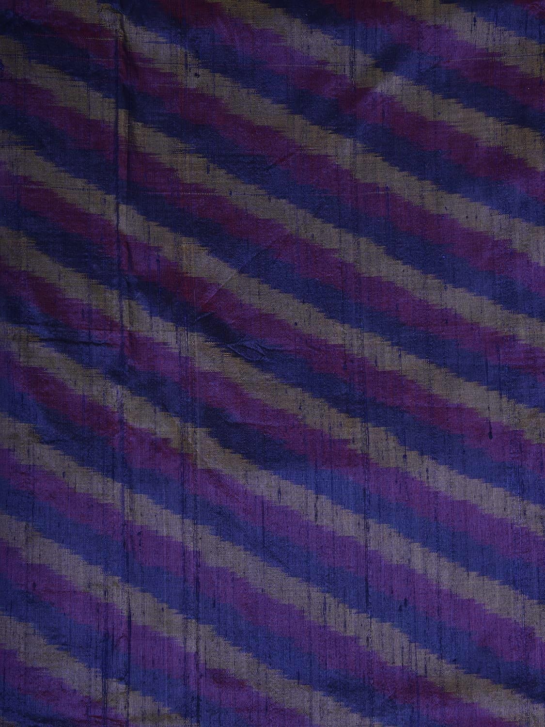 Blue Pochampally Ikat Raw Silk 2.5mts Fabric with Diagonal Design f0275