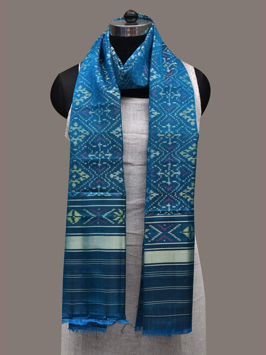 Blue Pochampally Ikat Silk Handloom Dupatta with Grill Design ds2535