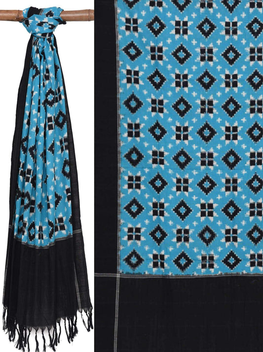 Blue Pochampally Ikat Telia Cotton Handloom Dupatta ds1376