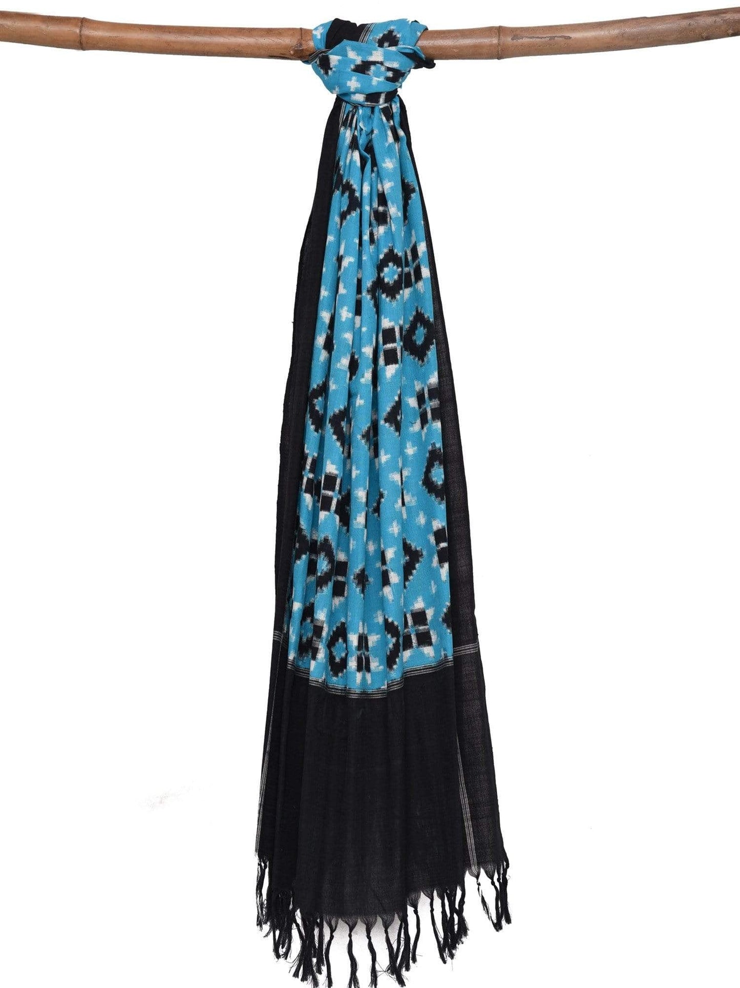 Blue Pochampally Ikat Telia Cotton Handloom Dupatta ds1376