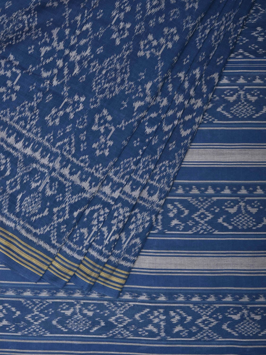 Blue Pochampally Single Ikat Cotton Handloom Saree with All Over Design i0748