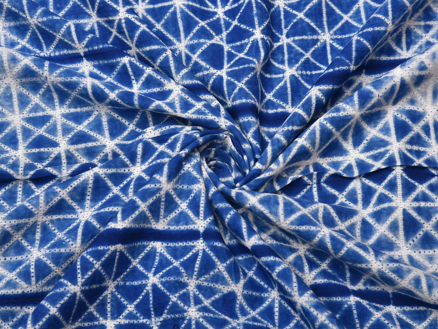 Blue Shibori Cotton Handloom Kurta Fabric with Grill Design 2.5mts f0214