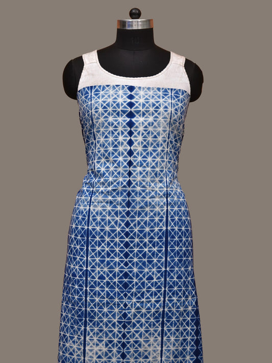 Blue Shibori Cotton Handloom Kurta Fabric with Grill Design 2.5mts f0214