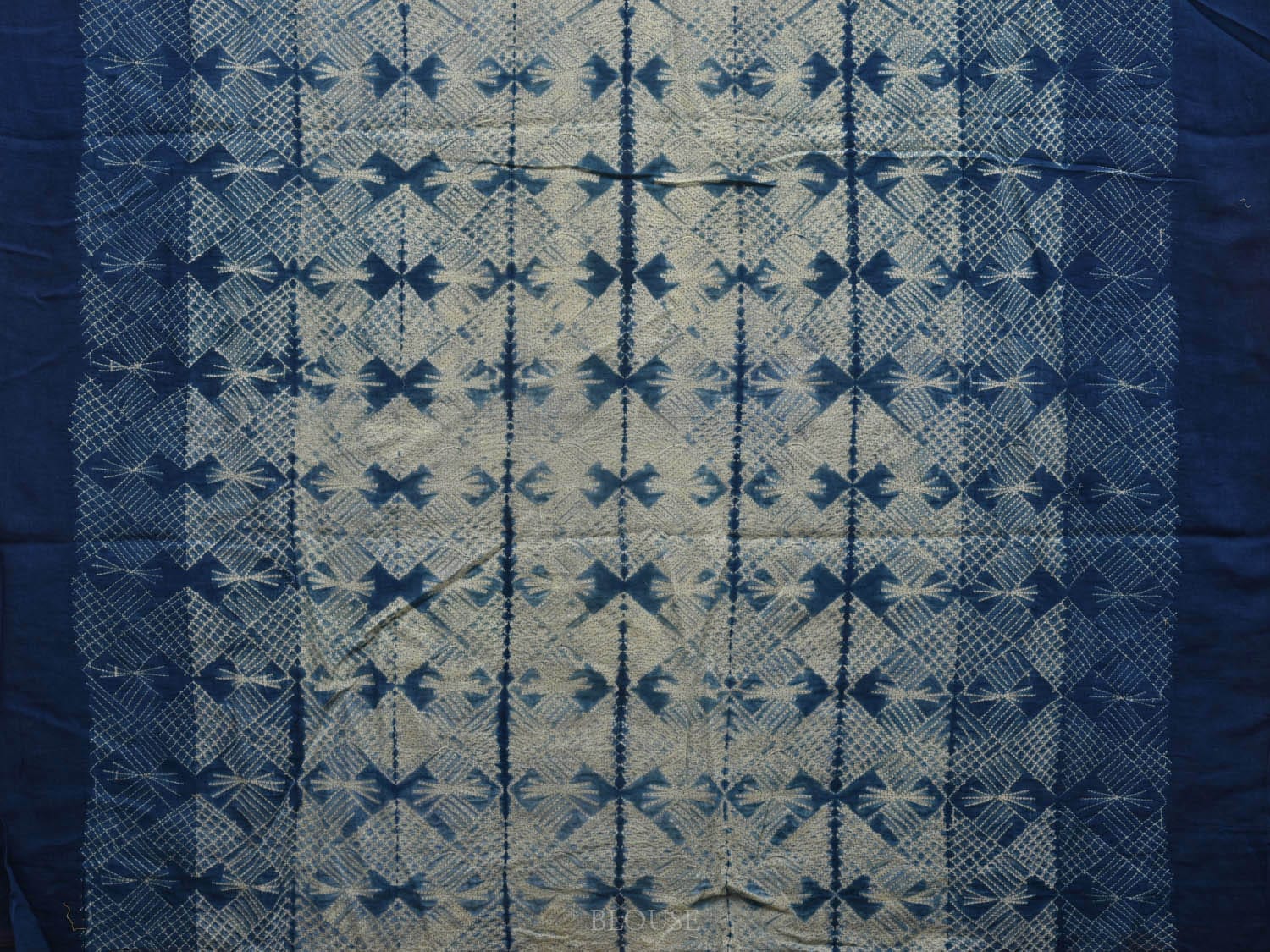 Blue Shibori Cotton Saree with All Over Design o0368