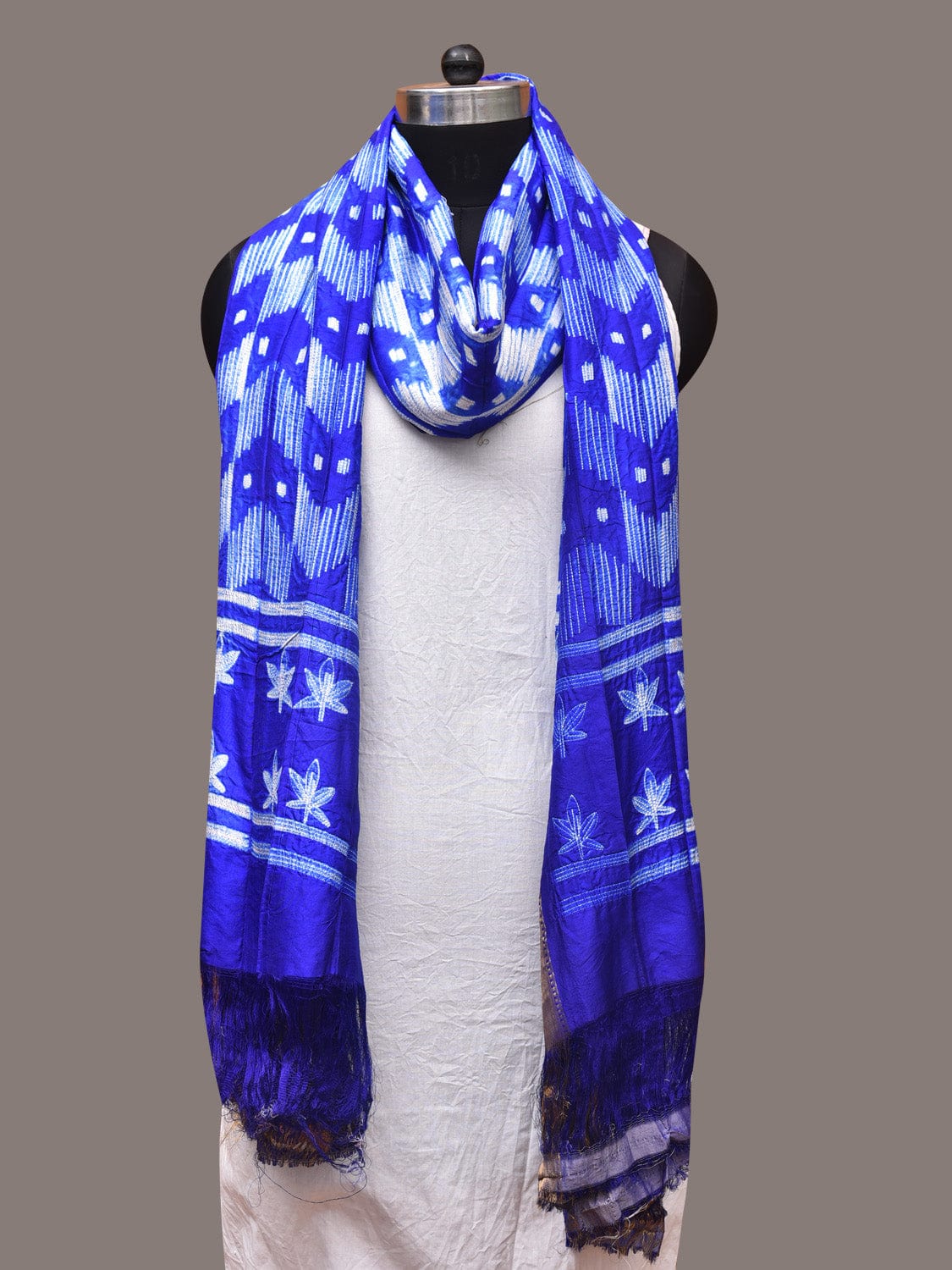 Blue Shibori Kanchipuram Silk Handloom Dupatta with Border Design ds3365