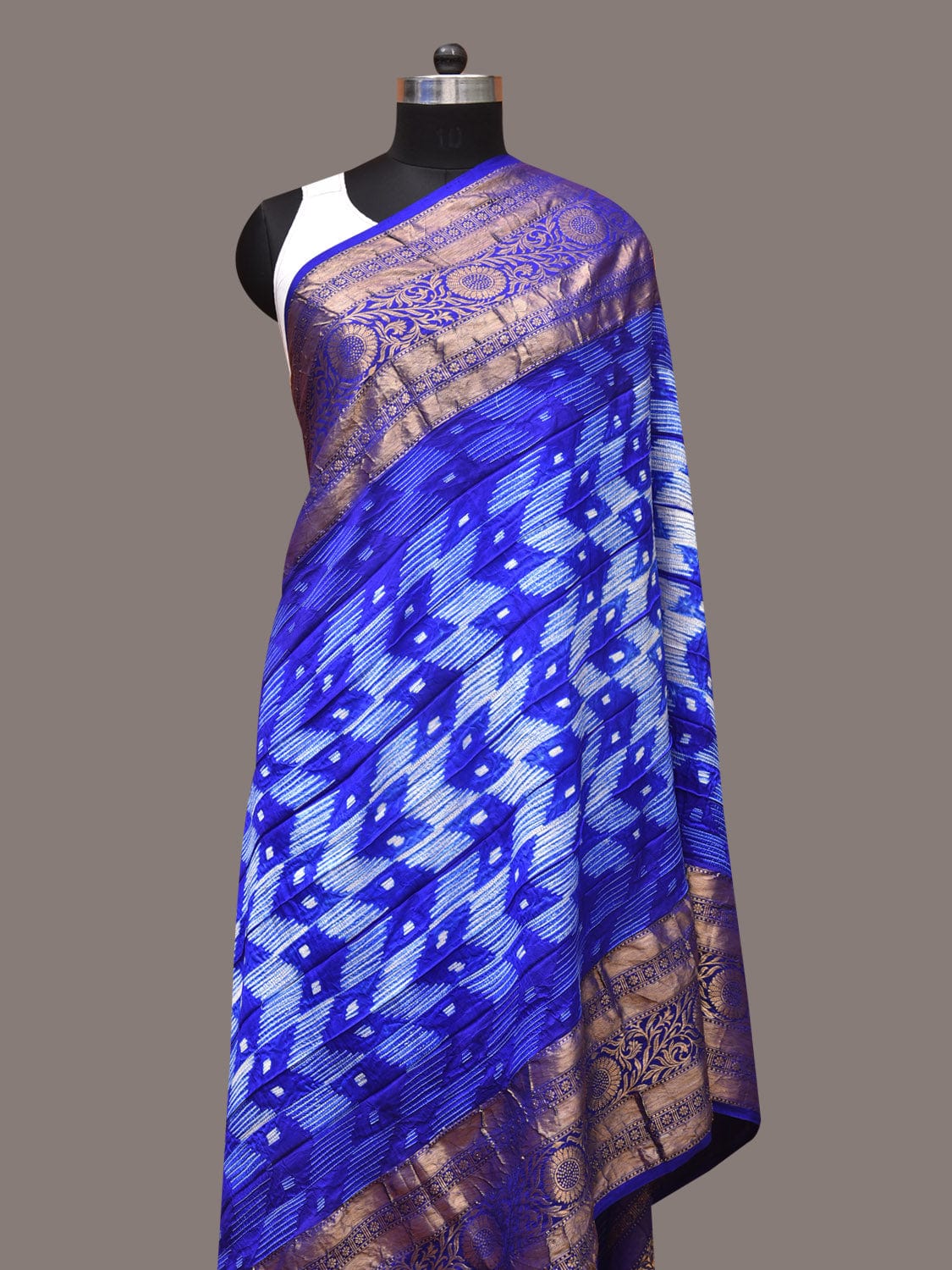 Blue Shibori Kanchipuram Silk Handloom Dupatta with Border Design ds3365