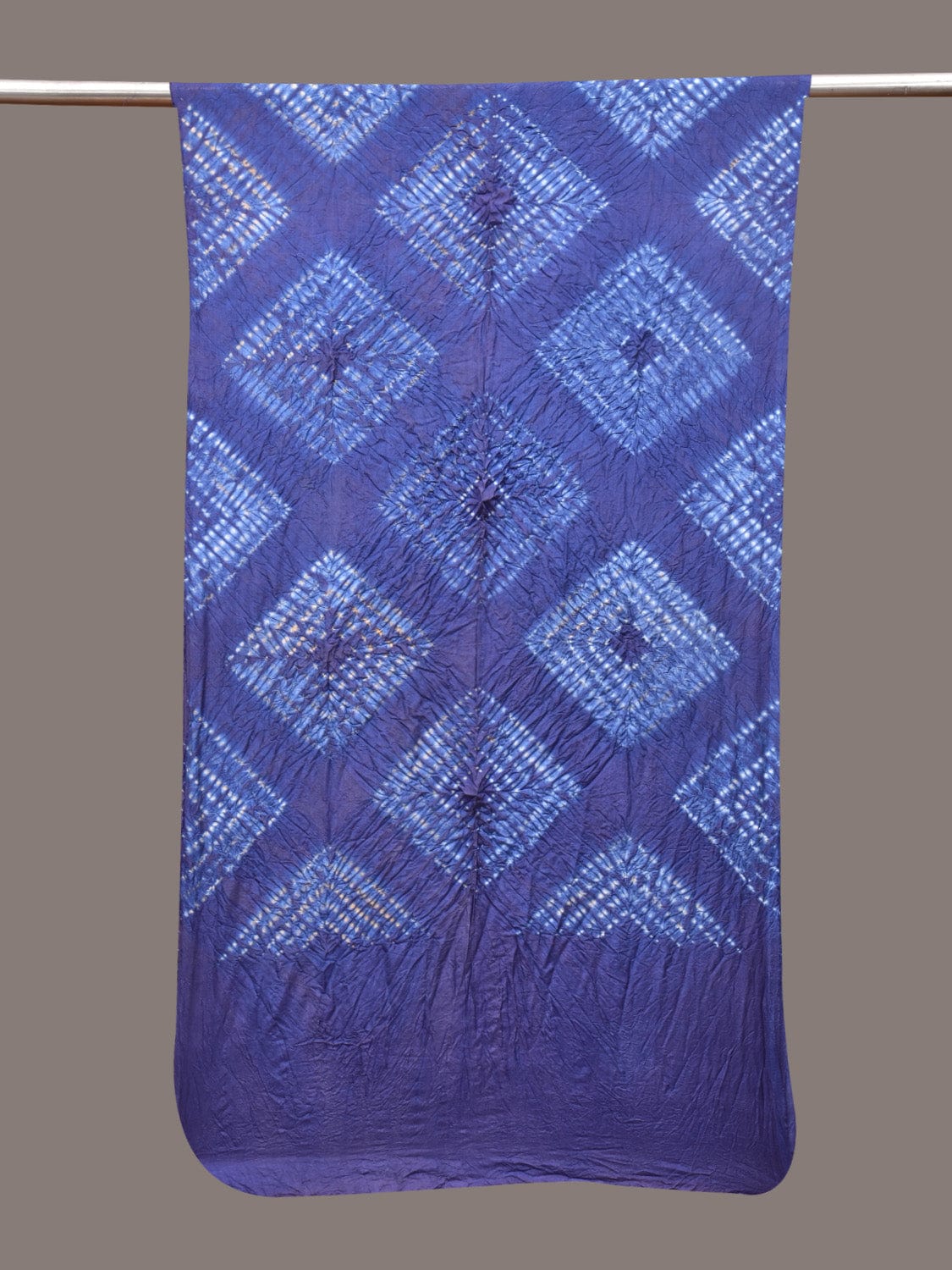 Blue Shibori Silk Handloom Stole with Geometrical Design ds3340