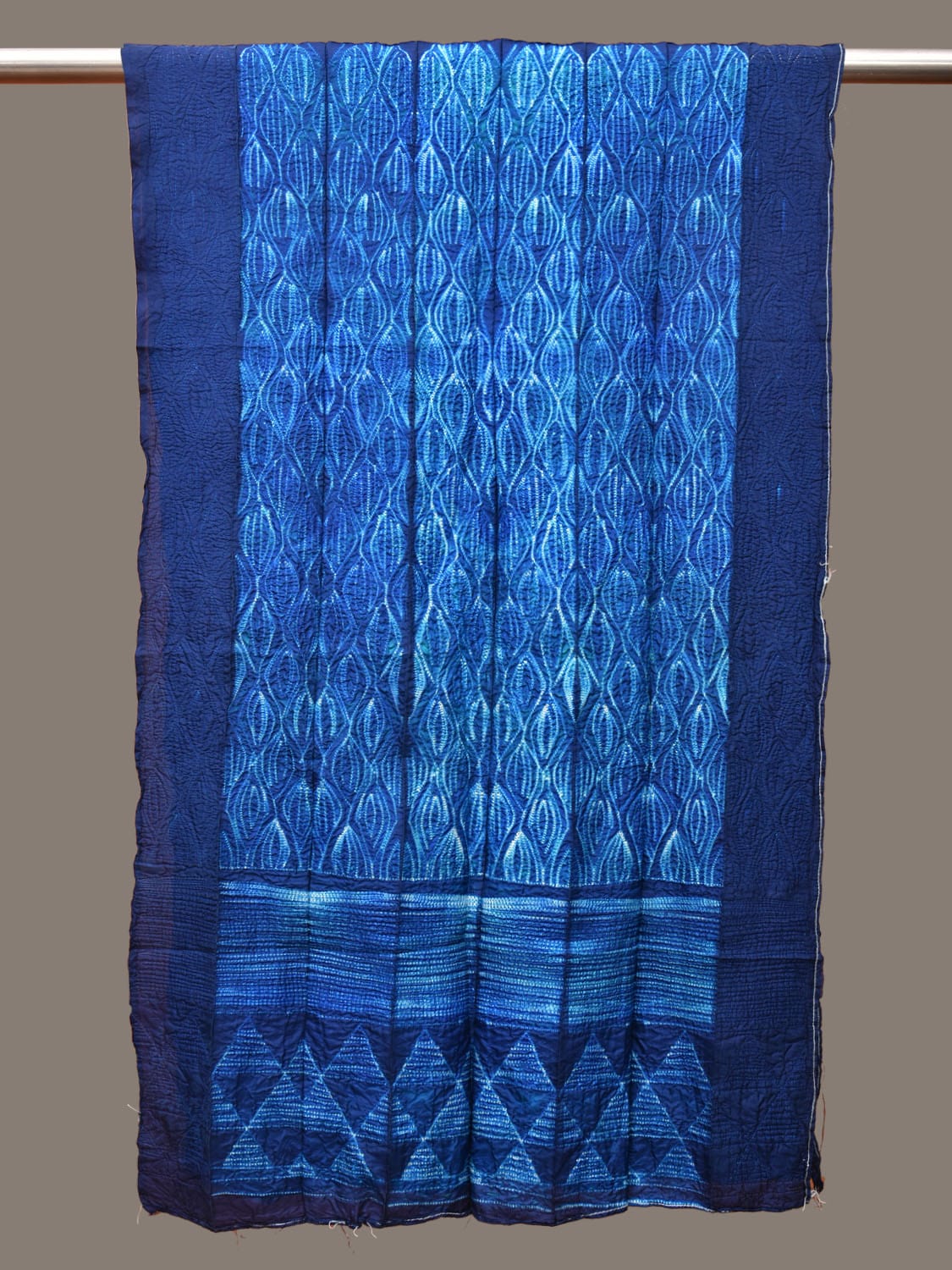 Blue Shibori Silk Handloom Stole with Grill Design ds3259