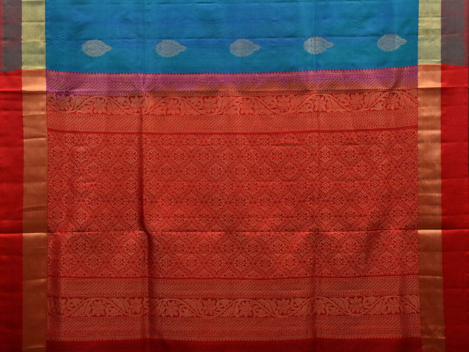 Blue Silk Handloom Saree with Kanchi Buta and Pallu Design o0299