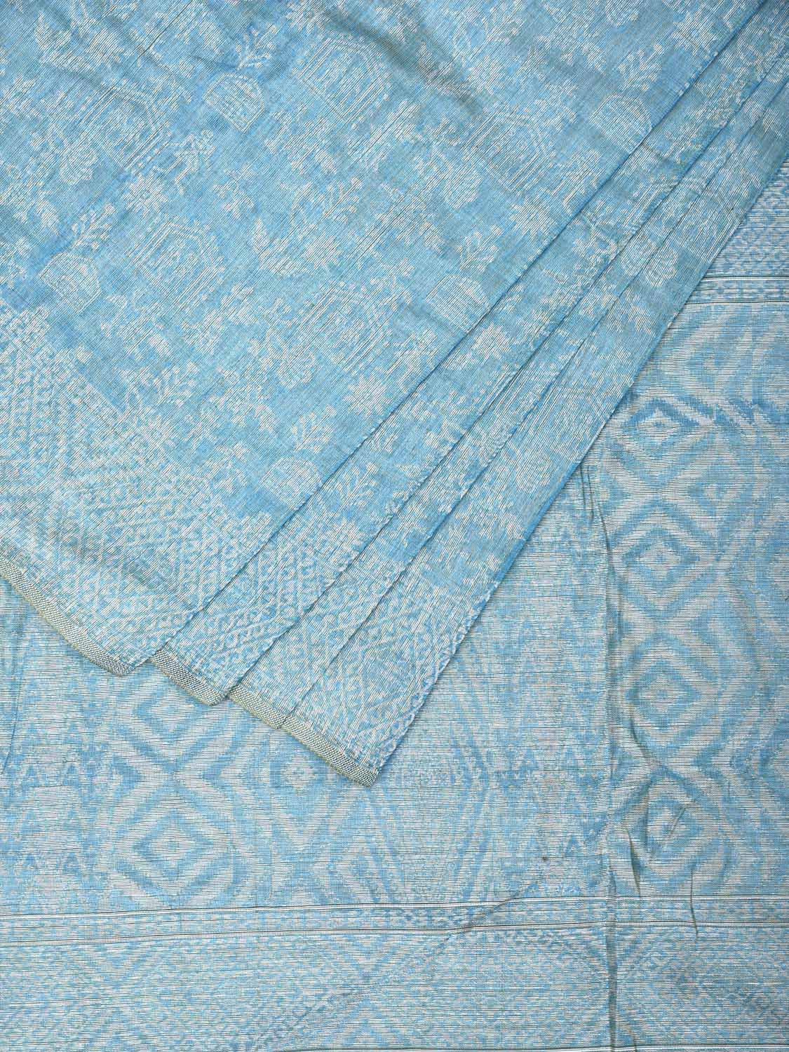 Blue Special Cotton 80s Double Cloth with Village Theme Design o0397