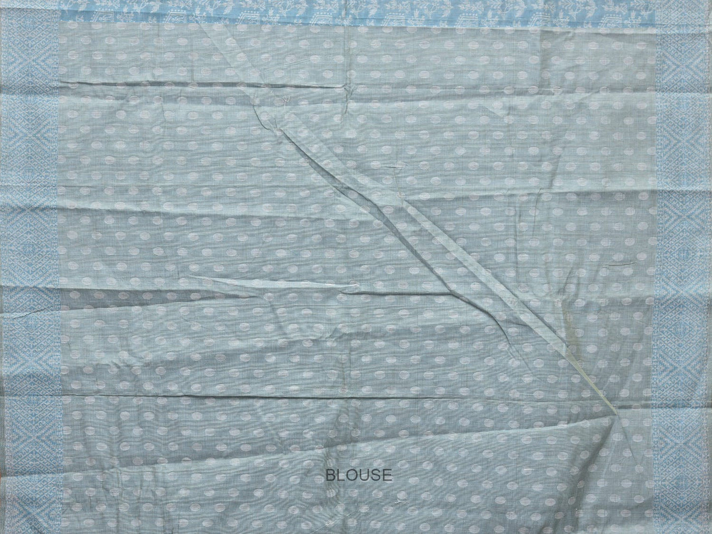 Blue Special Cotton 80s Double Cloth with Village Theme Design o0397