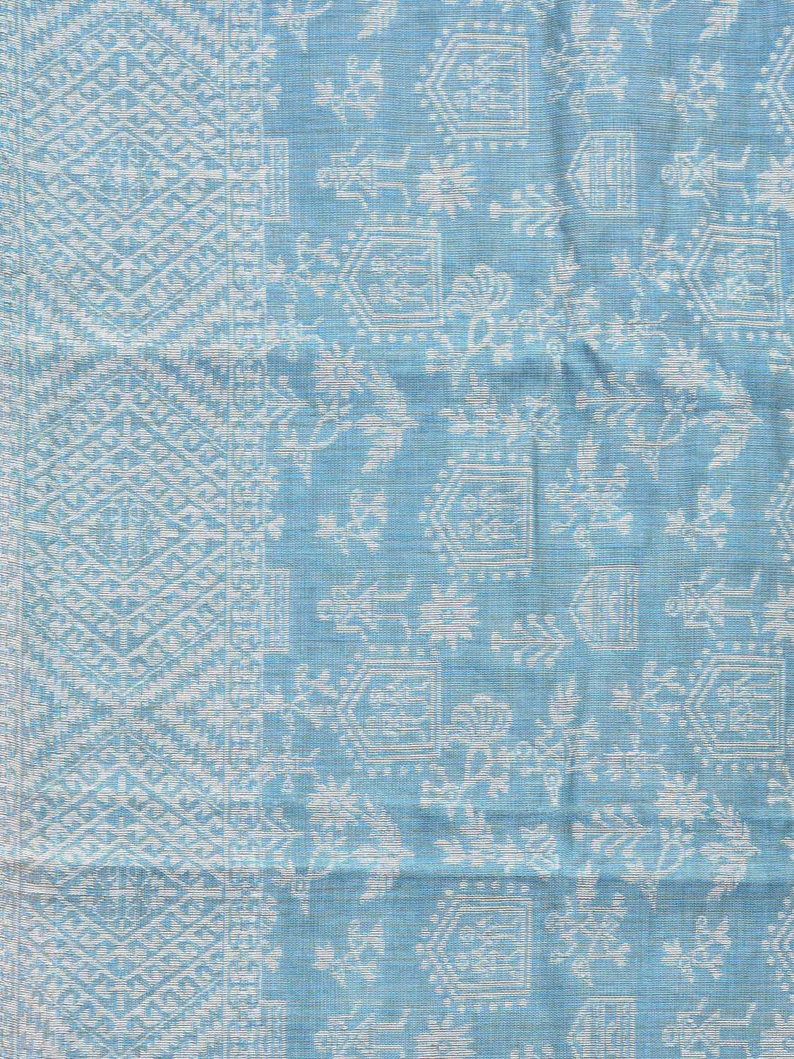 Blue Special Cotton 80s Double Cloth with Village Theme Design o0397