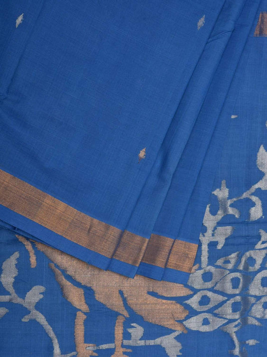 Blue Uppada Cotton Handloom Saree with Peacocks Pallu Design u1824
