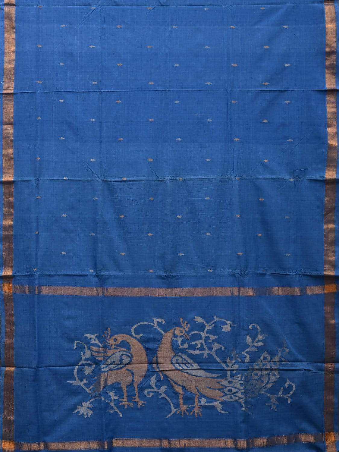 Blue Uppada Cotton Handloom Saree with Peacocks Pallu Design u1824