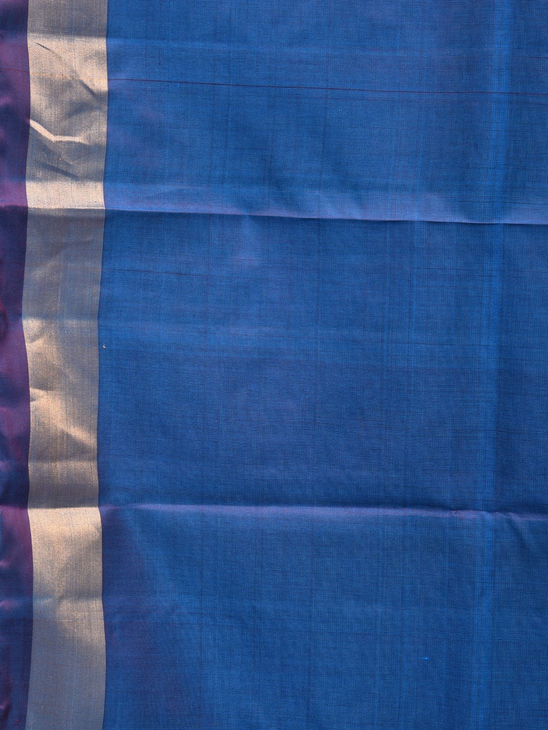 Blue Uppada Silk Handloom Plain Saree with Strips Pallu Design u2061