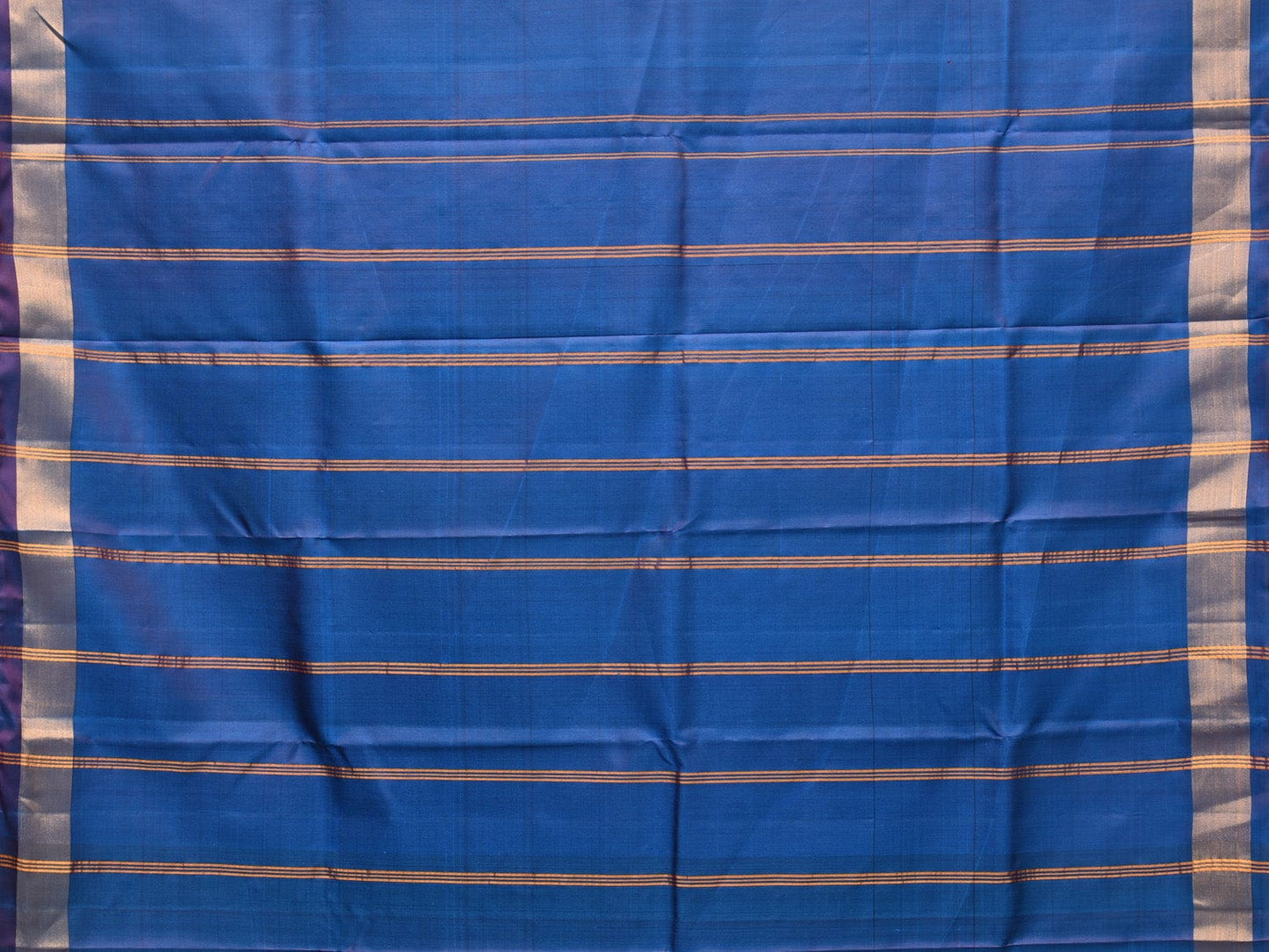 Blue Uppada Silk Handloom Plain Saree with Strips Pallu Design u2061