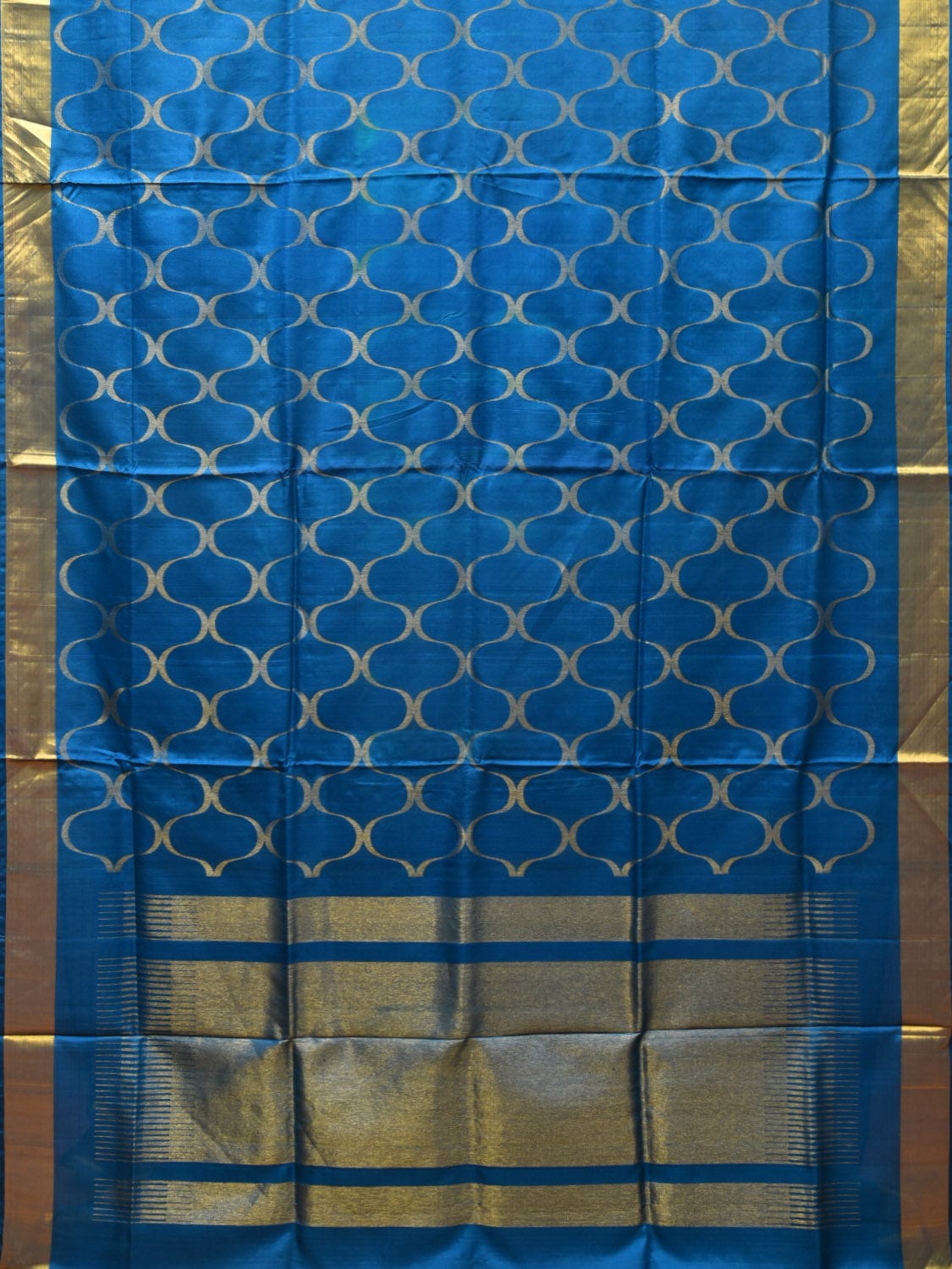 Blue Uppada Silk Handloom Saree with All Over Grill Design u2172