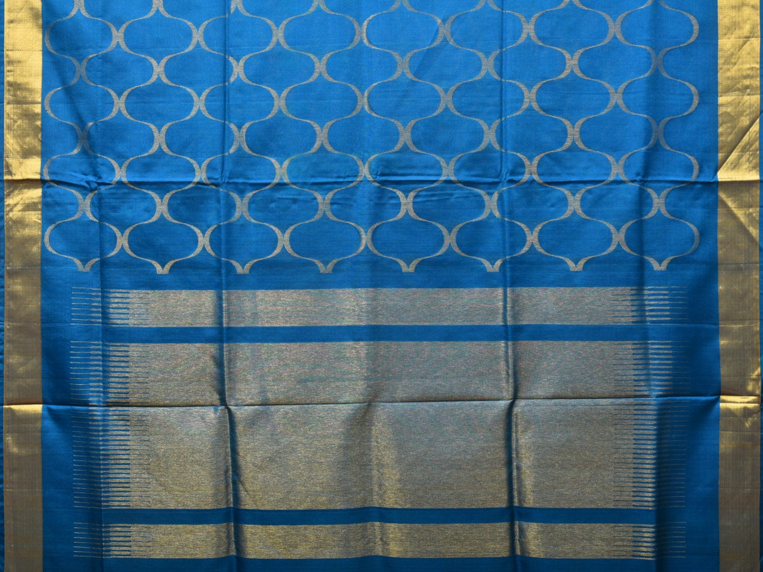 Blue Uppada Silk Handloom Saree with All Over Grill Design u2172