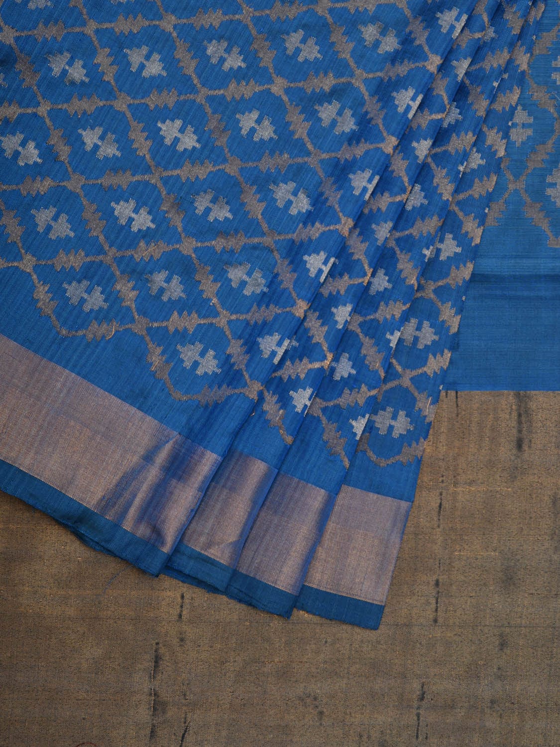 Blue Uppada Silk Handloom Saree with All Over Jamdani Design u1860