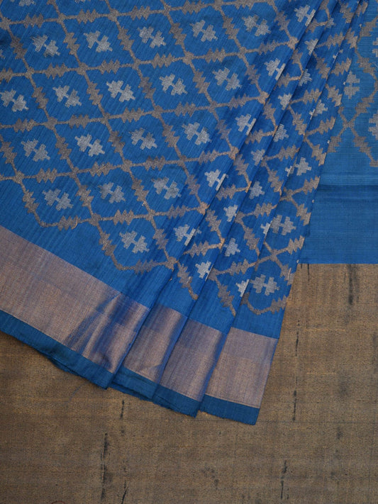 Blue Uppada Silk Handloom Saree with All Over Jamdani Design u1860