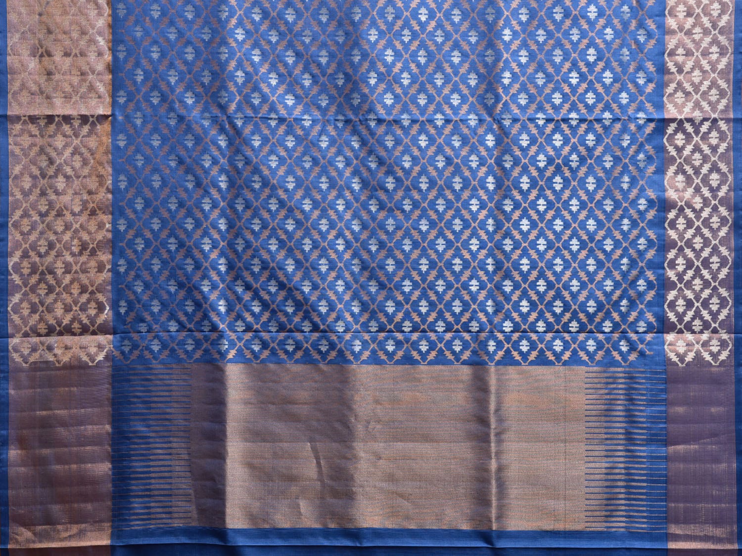 Blue Uppada Silk Handloom Saree with All Over Jamdani Design u2348