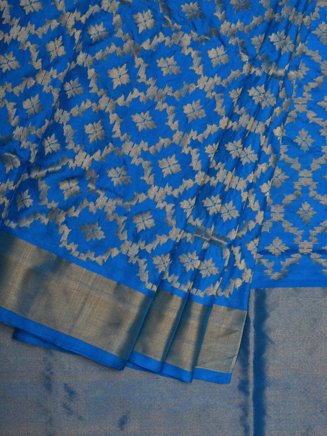 Blue Uppada Silk Handloom Saree with All Over Jamdani Grill Design u1864