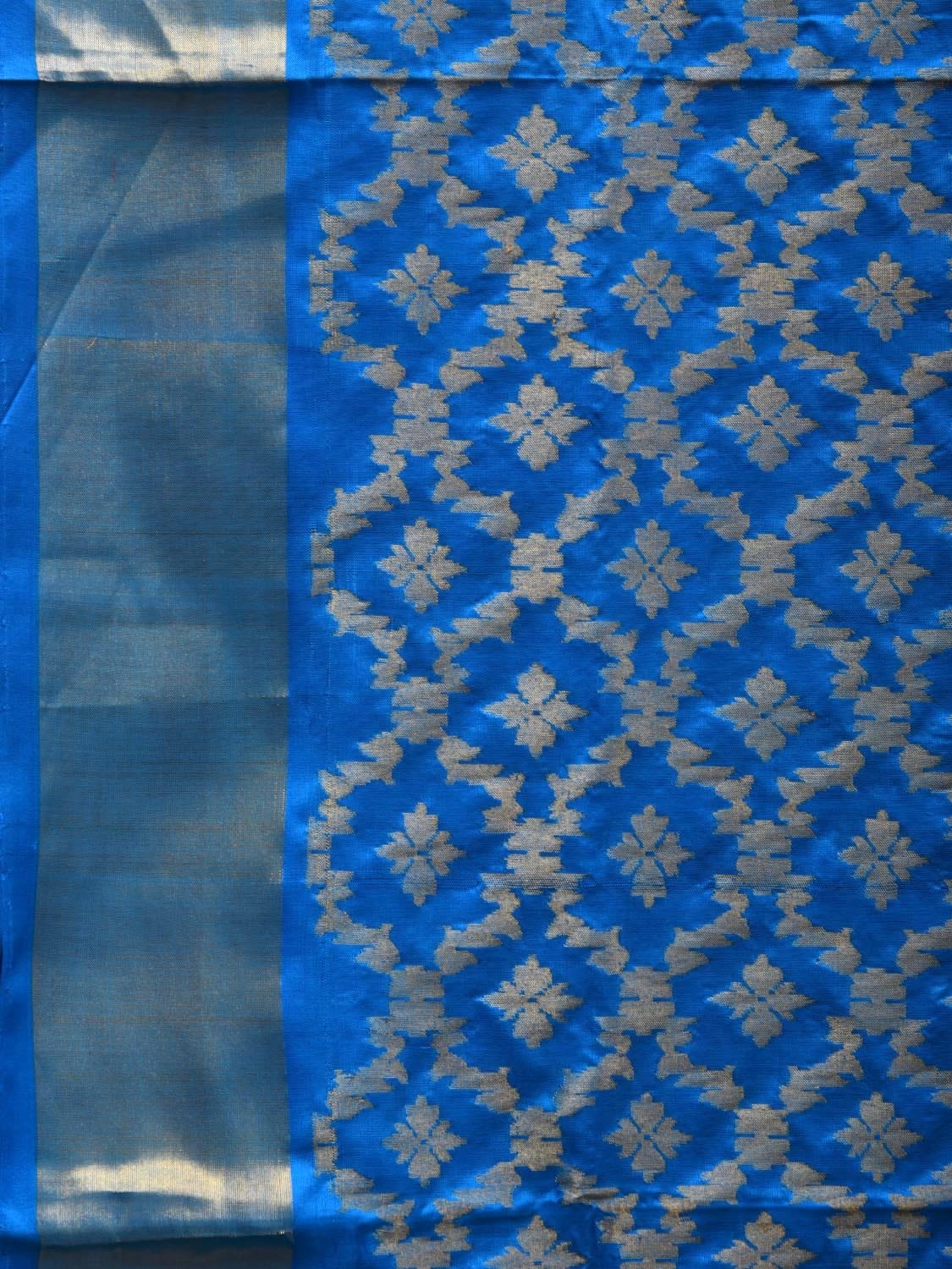 Blue Uppada Silk Handloom Saree with All Over Jamdani Grill Design u1864