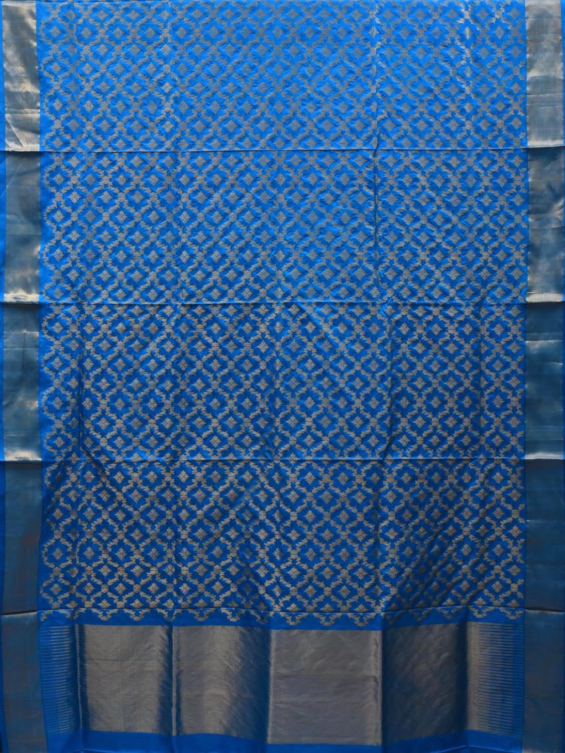 Blue Uppada Silk Handloom Saree with All Over Jamdani Grill Design u1864