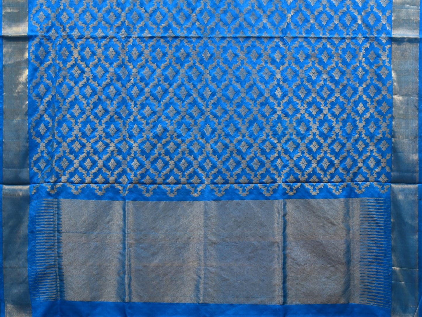 Blue Uppada Silk Handloom Saree with All Over Jamdani Grill Design u1864