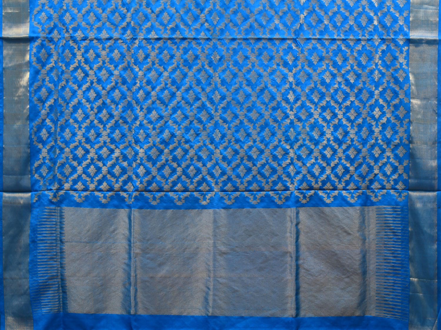 Blue Uppada Silk Handloom Saree with All Over Jamdani Grill Design u1864