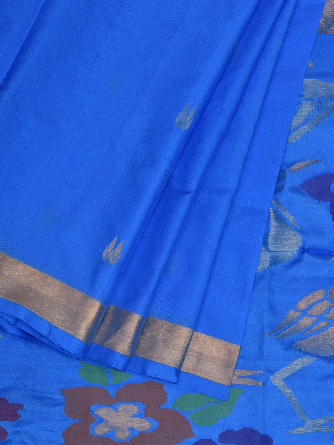 Blue Uppada Silk Handloom Saree with Birds and Floral Pallu Design u1916