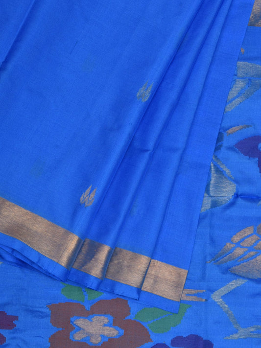 Blue Uppada Silk Handloom Saree with Birds and Floral Pallu Design u1916