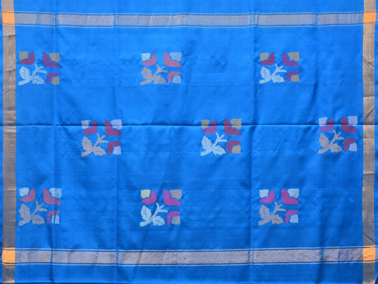 Blue Uppada Silk Handloom Saree with Border and Pallu Buta Design u2094