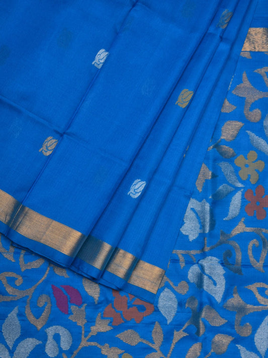 Blue Uppada Silk Handloom Saree with Buta and Pallu Design u1877