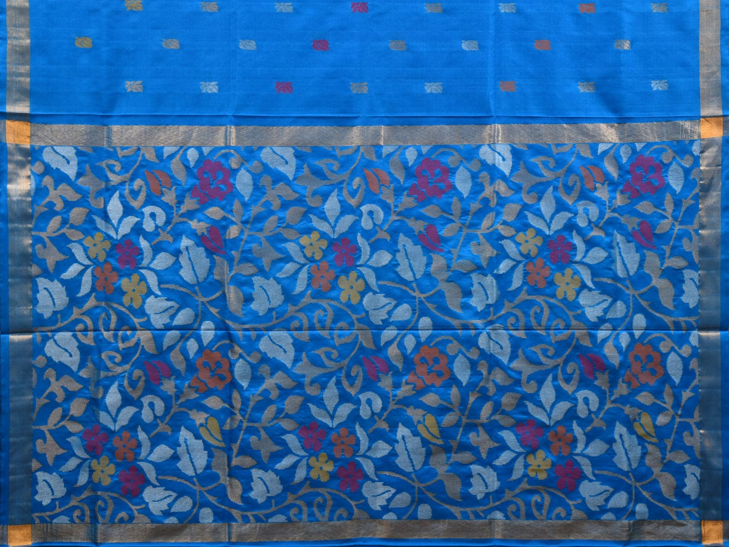 Blue Uppada Silk Handloom Saree with Buta and Pallu Design u1877