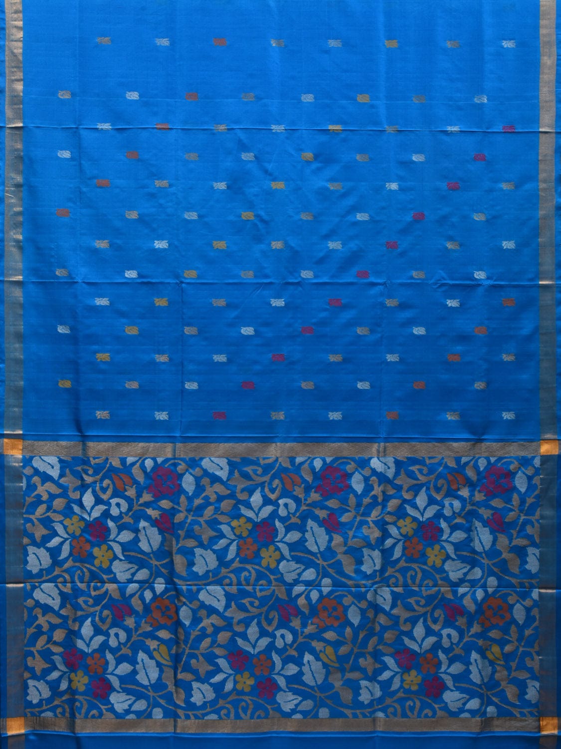 Blue Uppada Silk Handloom Saree with Buta and Pallu Design u1877