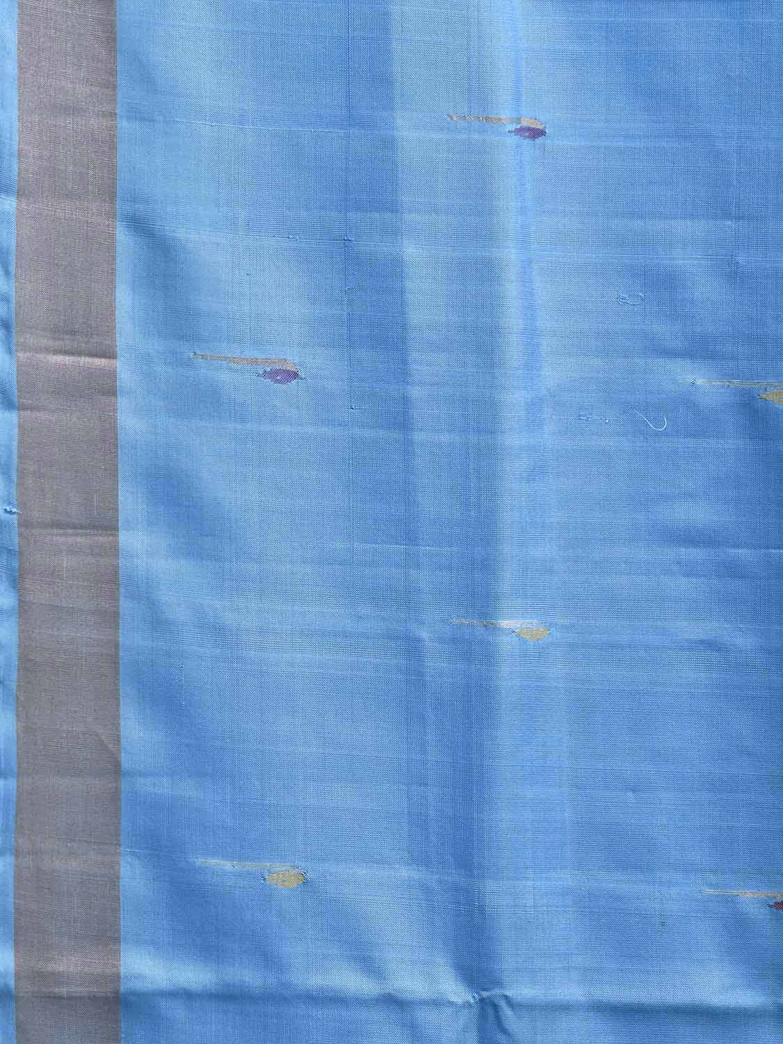 Blue Uppada Silk Handloom Saree with Floral and Birds Pallu Design u2346