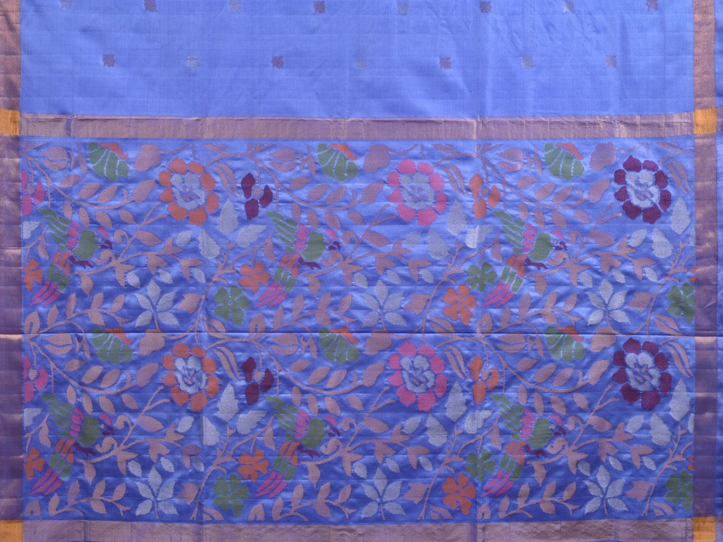 Blue Uppada Silk Handloom Saree with Floral Pallu Design u1896
