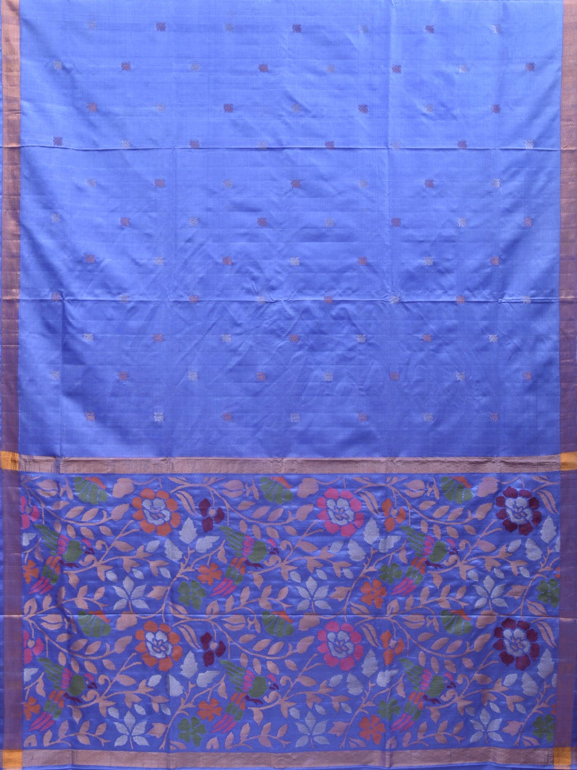 Blue Uppada Silk Handloom Saree with Floral Pallu Design u1896