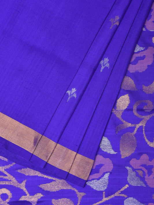 Blue Uppada Silk Handloom Saree with Floral Pallu Design u2110