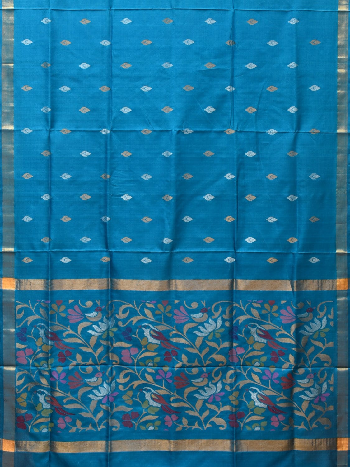 Blue Uppada Silk Handloom Saree with Floral Pallu Design u2179