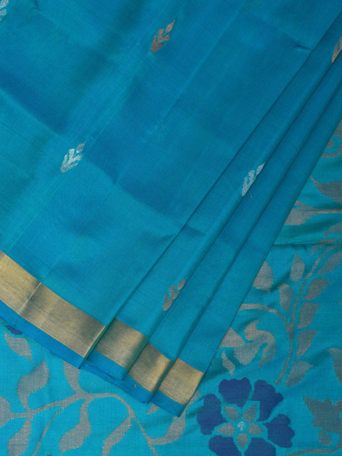 Blue Uppada Silk Handloom Saree with Floral Pallu Design u2216