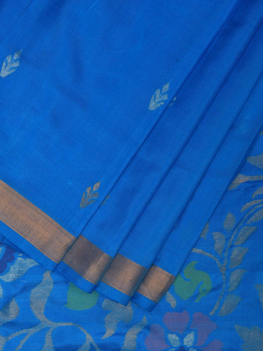 Blue Uppada Silk Handloom Saree with Floral Pallu Design u2249