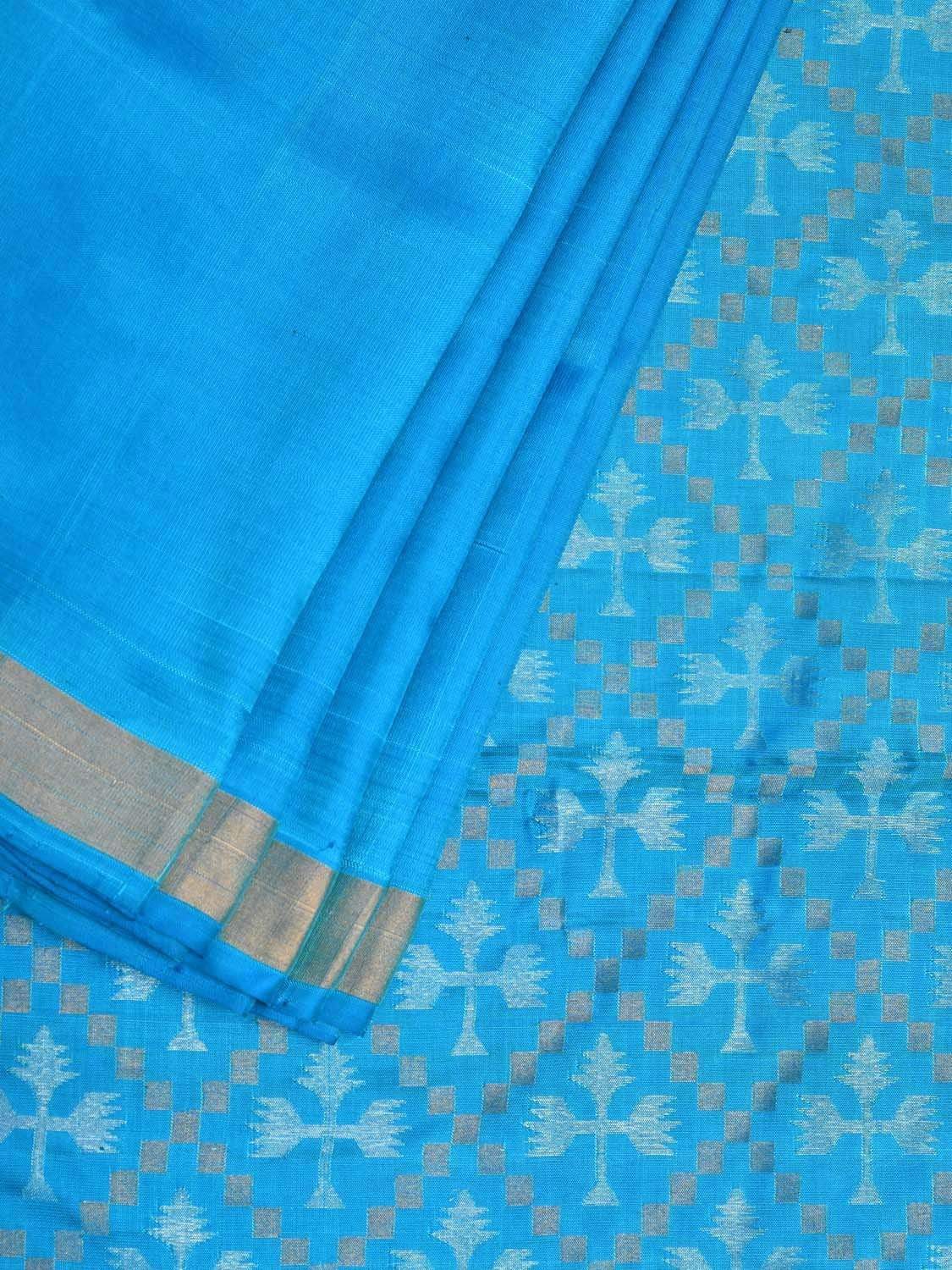 Blue Uppada Silk Handloom Saree with Jamdani Pallu Design u1741