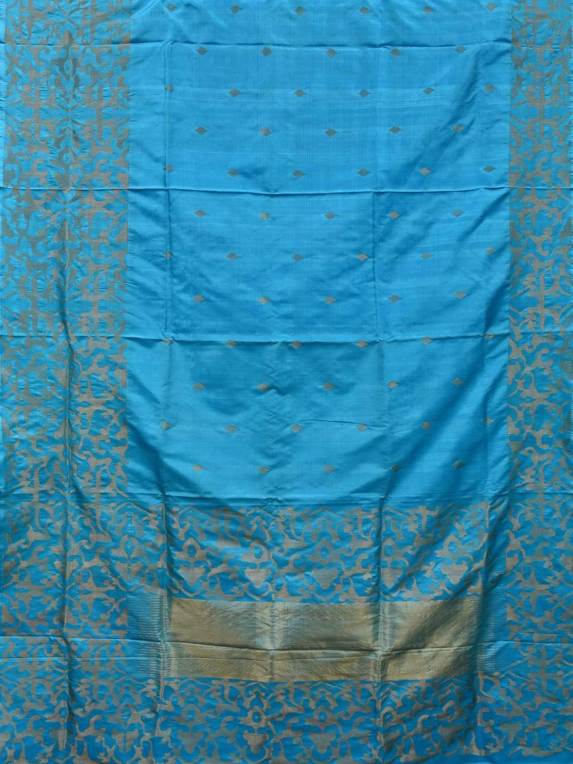 Blue Uppada Silk Handloom Saree with Jungla Border and Pallu Design u1772