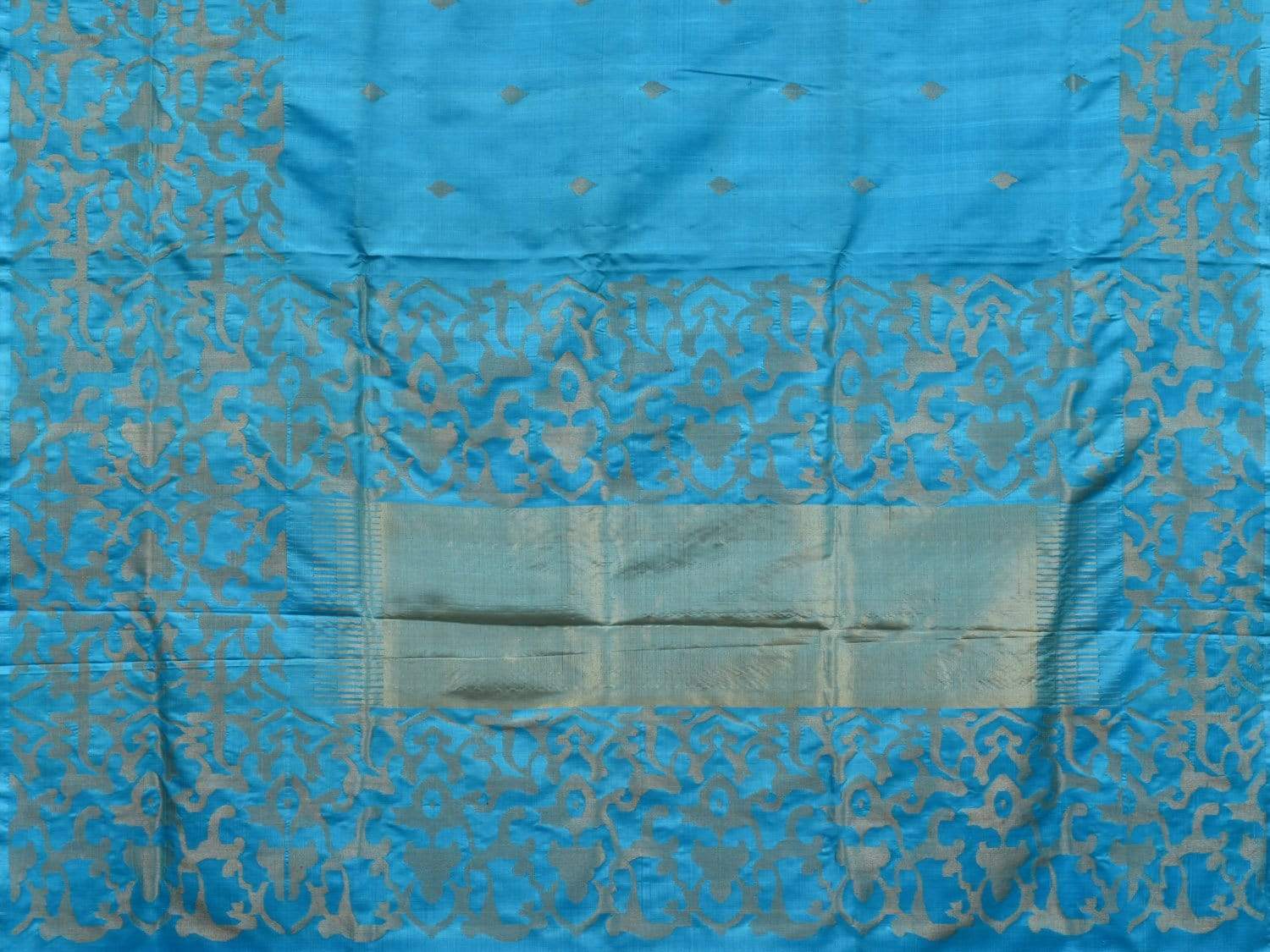 Blue Uppada Silk Handloom Saree with Jungla Border and Pallu Design u1772
