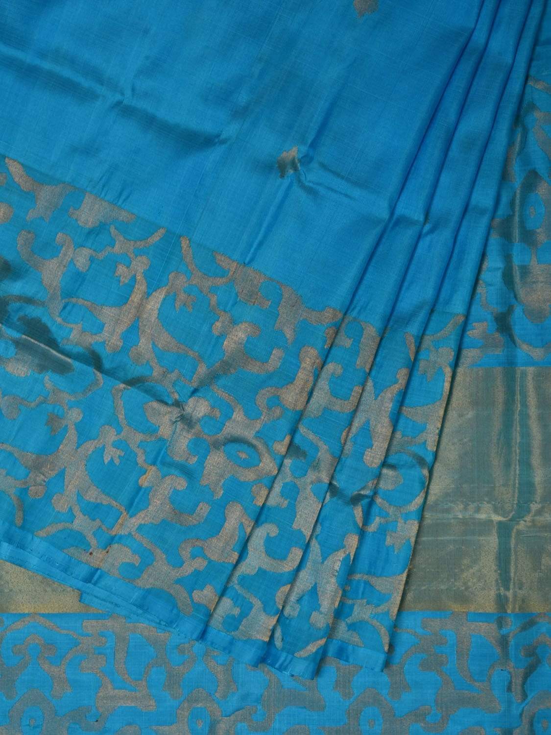 Blue Uppada Silk Handloom Saree with Jungla Border and Pallu Design u1772