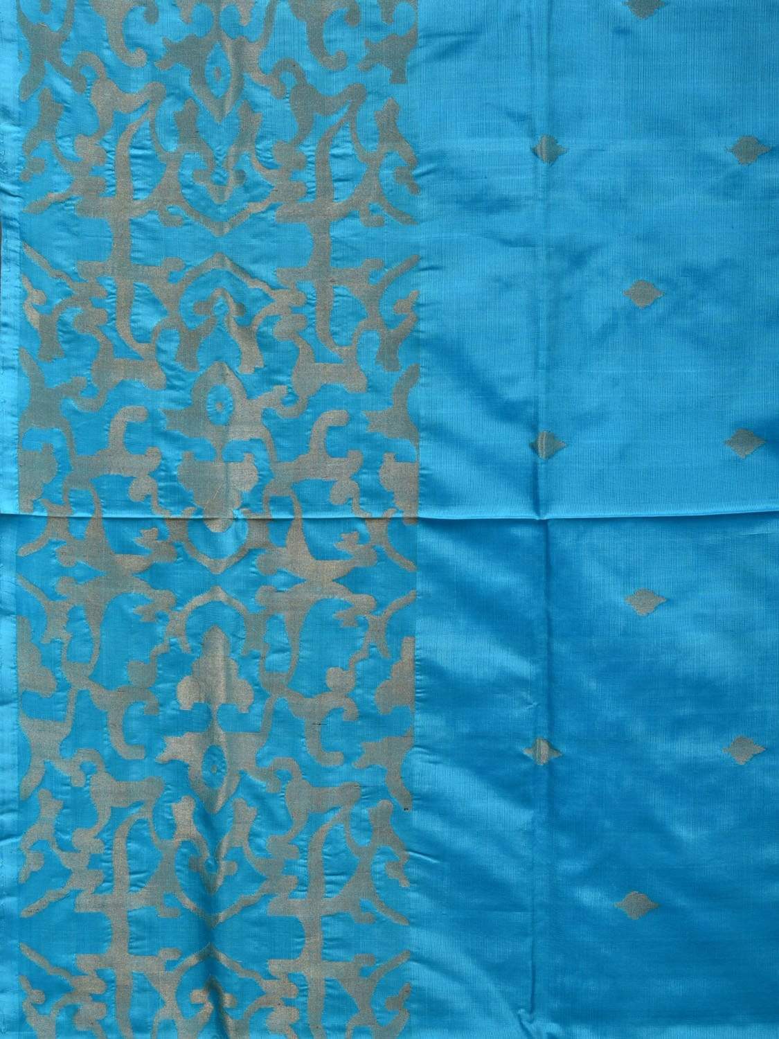Blue Uppada Silk Handloom Saree with Jungla Border and Pallu Design u1772