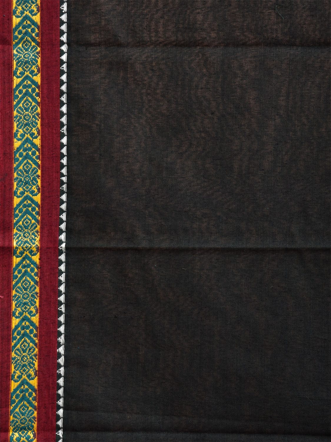 Bottle Green Narayanpet Cotton Plain Saree with Strips Pallu and Border Design np1128