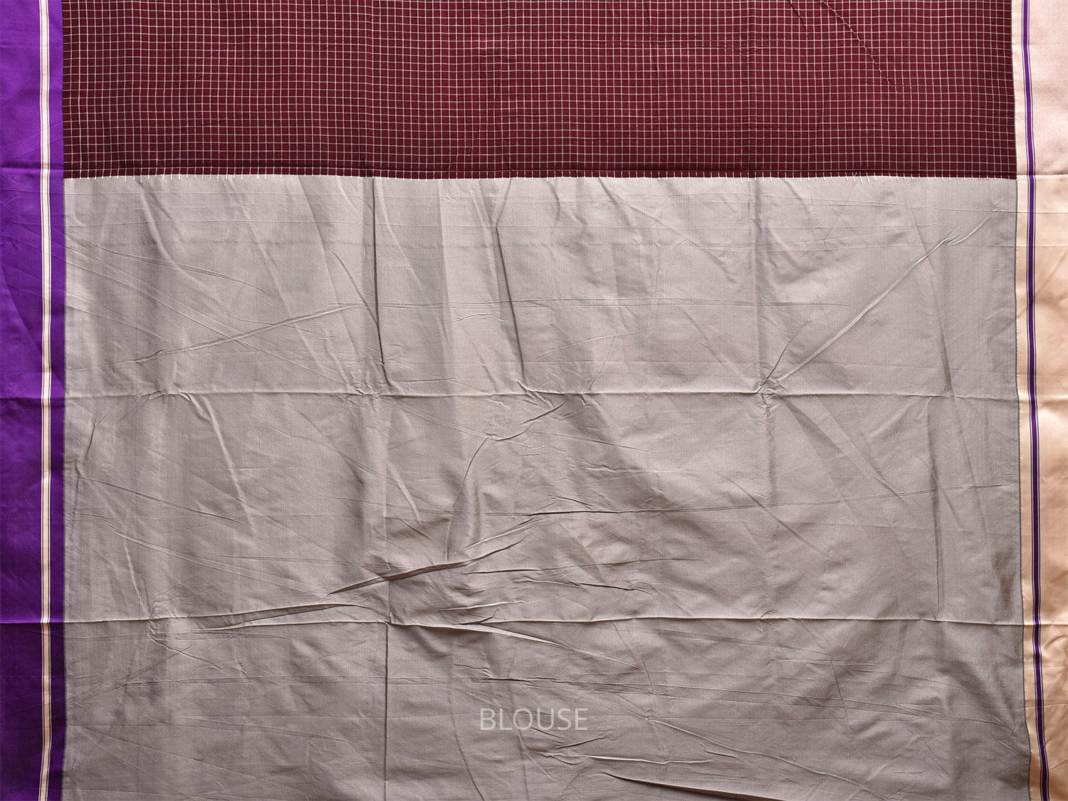 Brown and Light Grey ilkal Cotton Viscose Saree with Checks and Ganga-Jamuna Border Design o0523